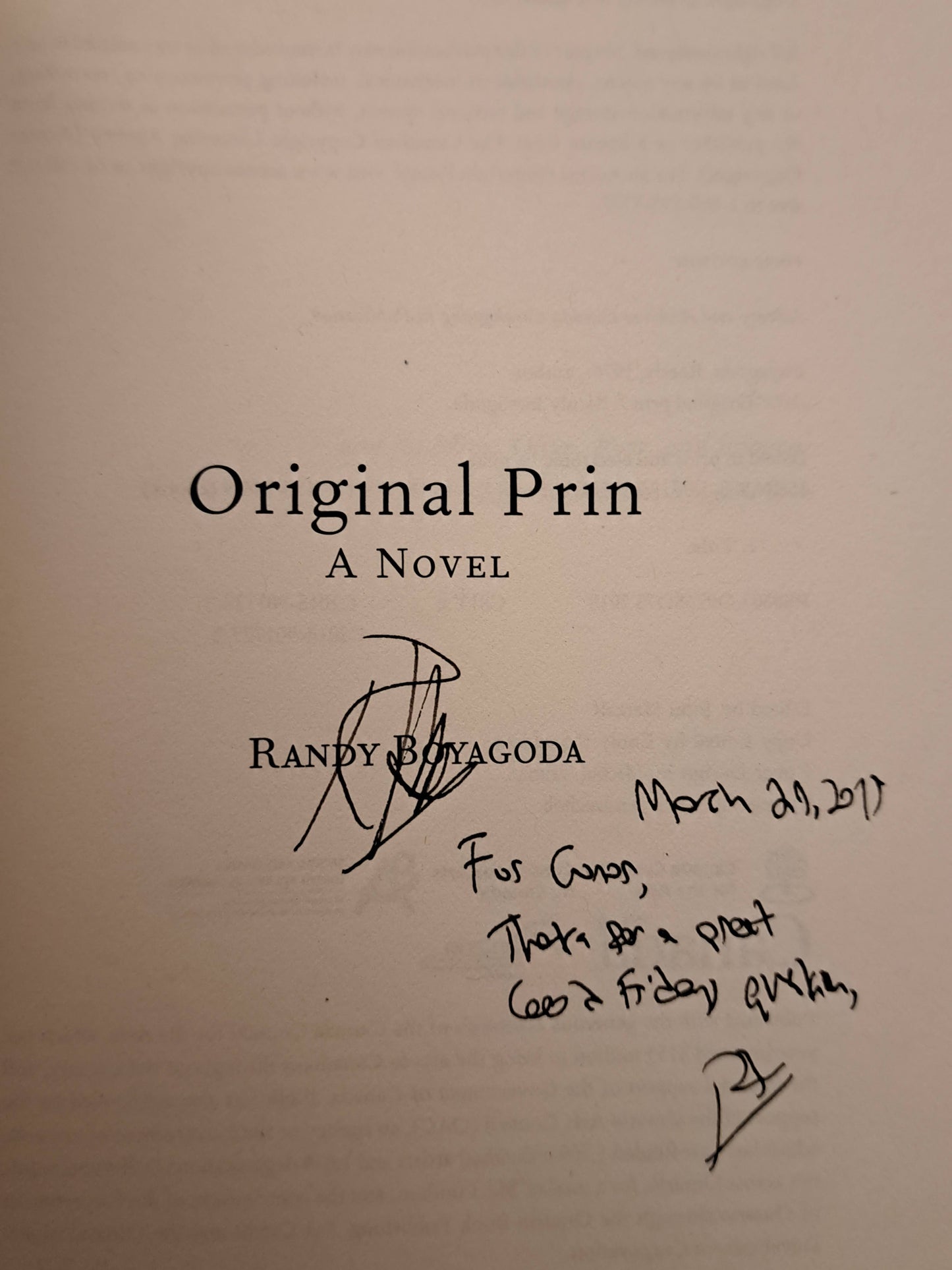 Original Prin by Randy Boyagoda