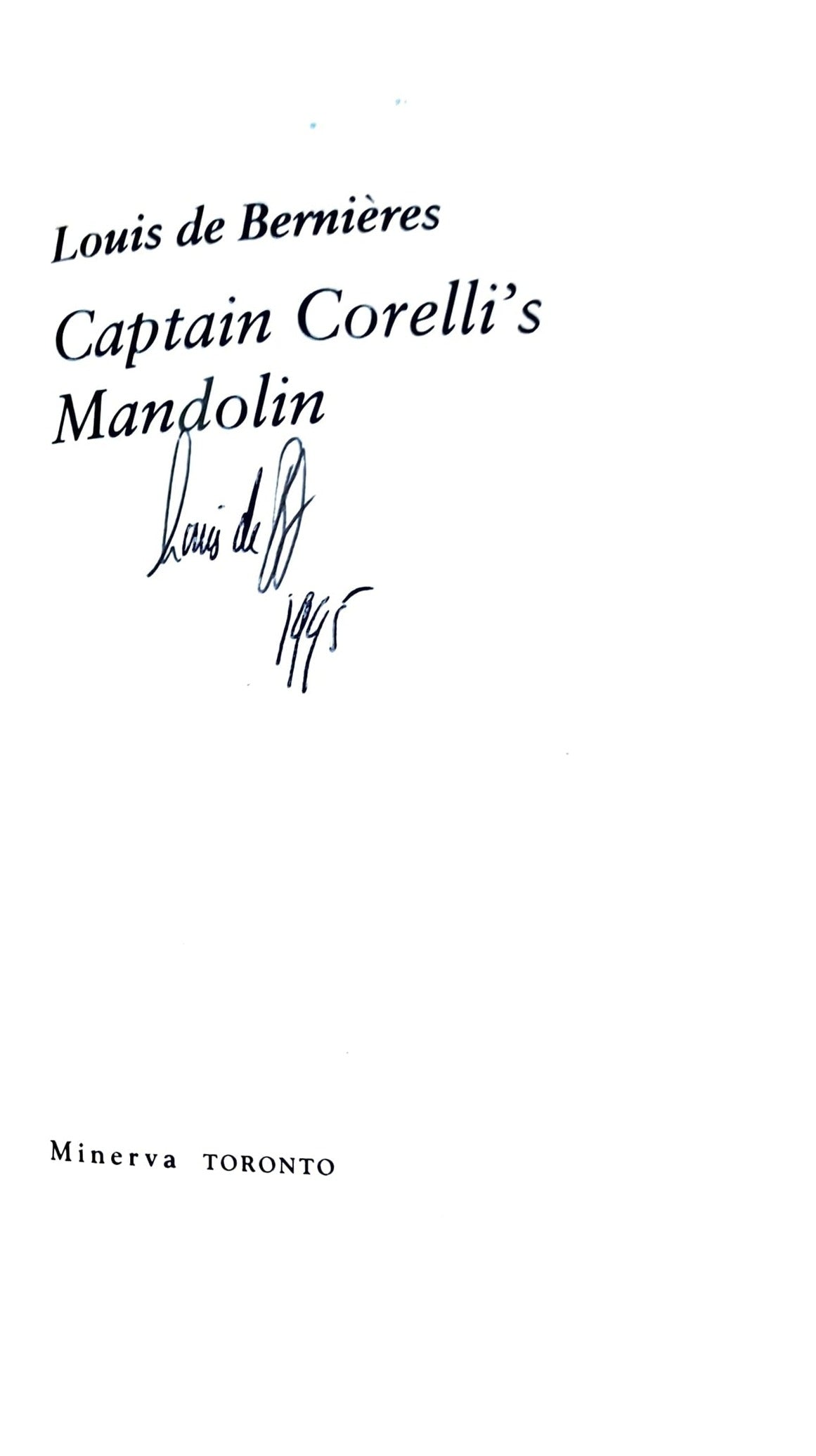 Captain Corelli's Mandolin by Louis De Bernières